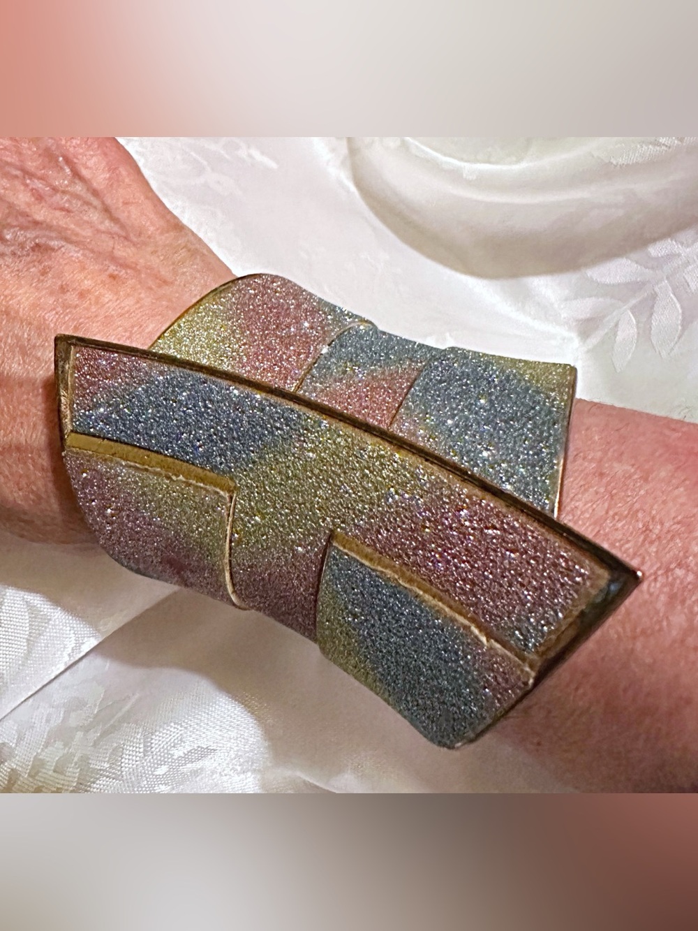 Iridescent sparkly and shiny Multicolor Cuff Bracelet - Glitter Wave Design